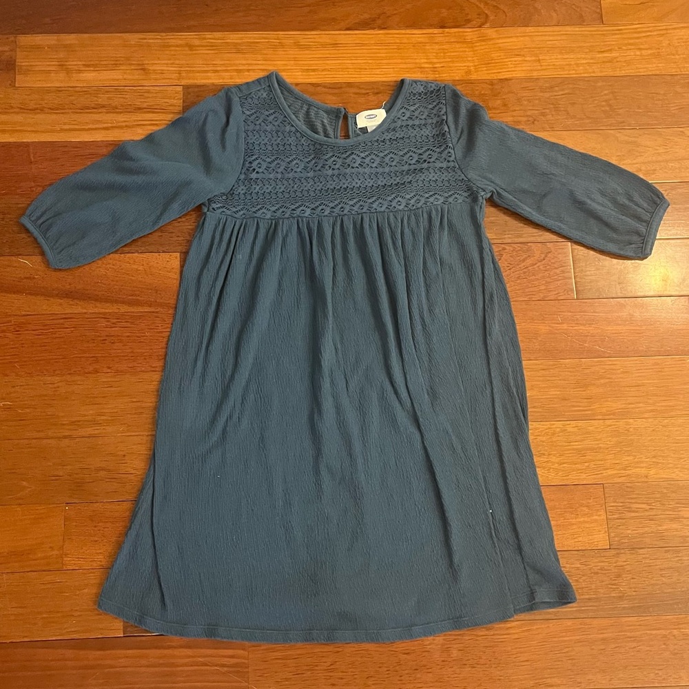 SALE!! Old Navy Bluish Gray Embroidered Long Sleeve Dress. Size: L (10-12).